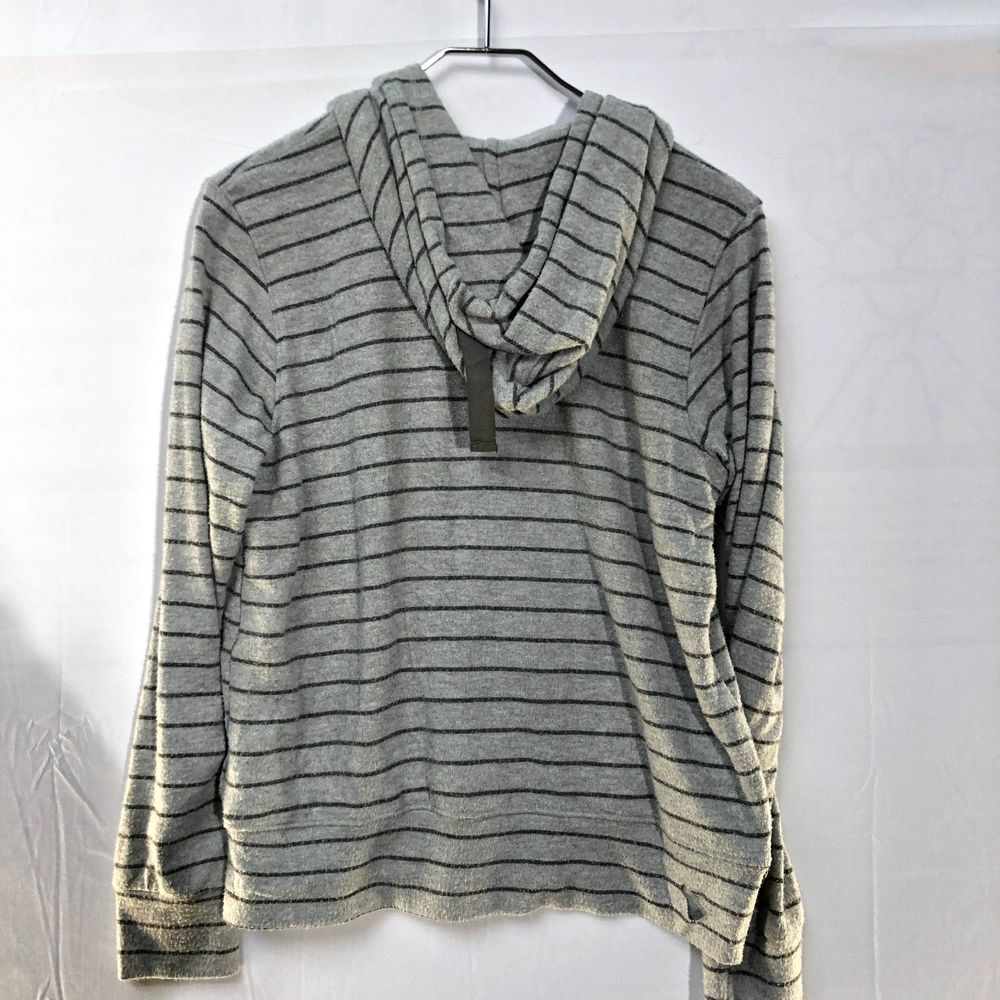 Sundry Gray Stripped Full Zip Hoodie w Kangaroo Pockets Medium - Picture 3 of 9